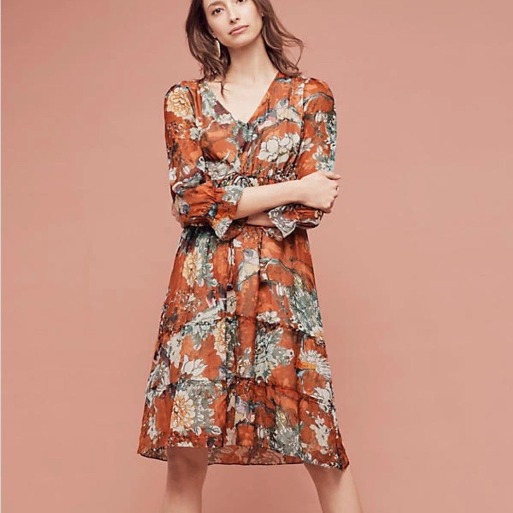 Anthropologie Hemant & Nandita Zeri Floral Peasant Dress